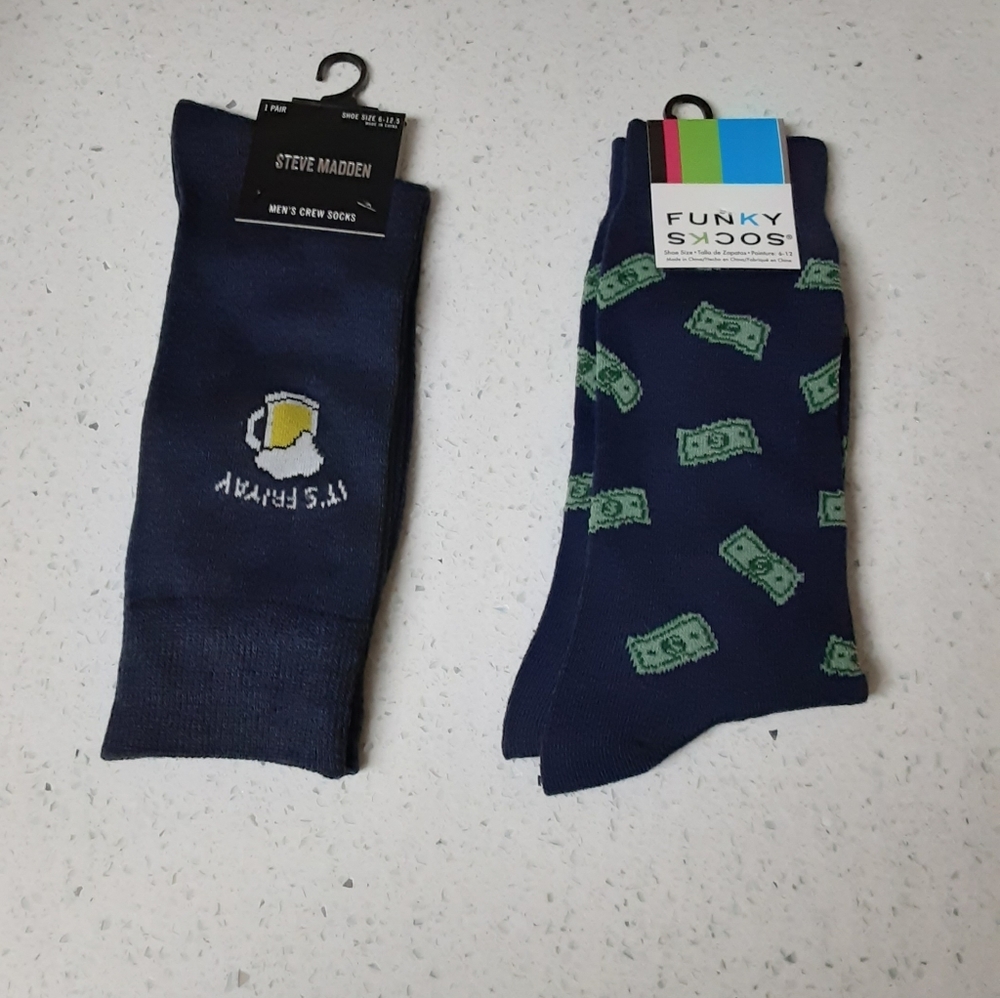 2 Pair Mens Socks Shoe Size 6-12.5